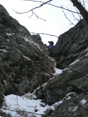 Andrea in sosta all'uscita del tiro chiave