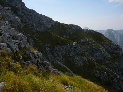 Il traverso sul versante Nord del Pizzo