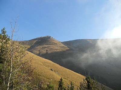 Il Pizzo d'Ormea visto dall'uscita del bosco. Di qui ho puntato dritto allo specchio Telecom