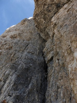 Il tiro chiave della via Fehrmann alla Stabeler