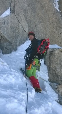 Fabio in sosta al termine del couloir