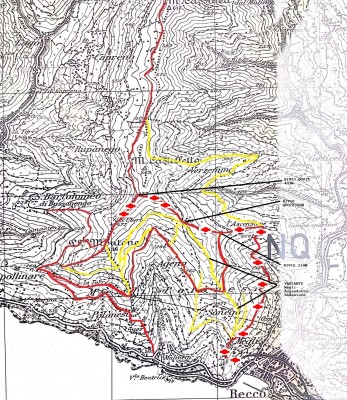 sentieri lato ovest recco e sentiero disco rosso barrato e varie quote