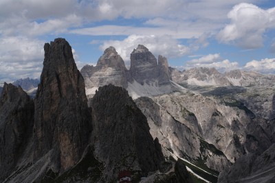 58 - Torre Wundt in ombra e 3 Cime tornando al Savio piÃ¹ da lontano.JPG