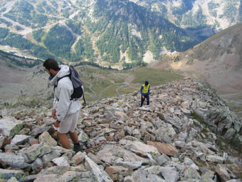 Cima della Lombarda - salendo la pietraia